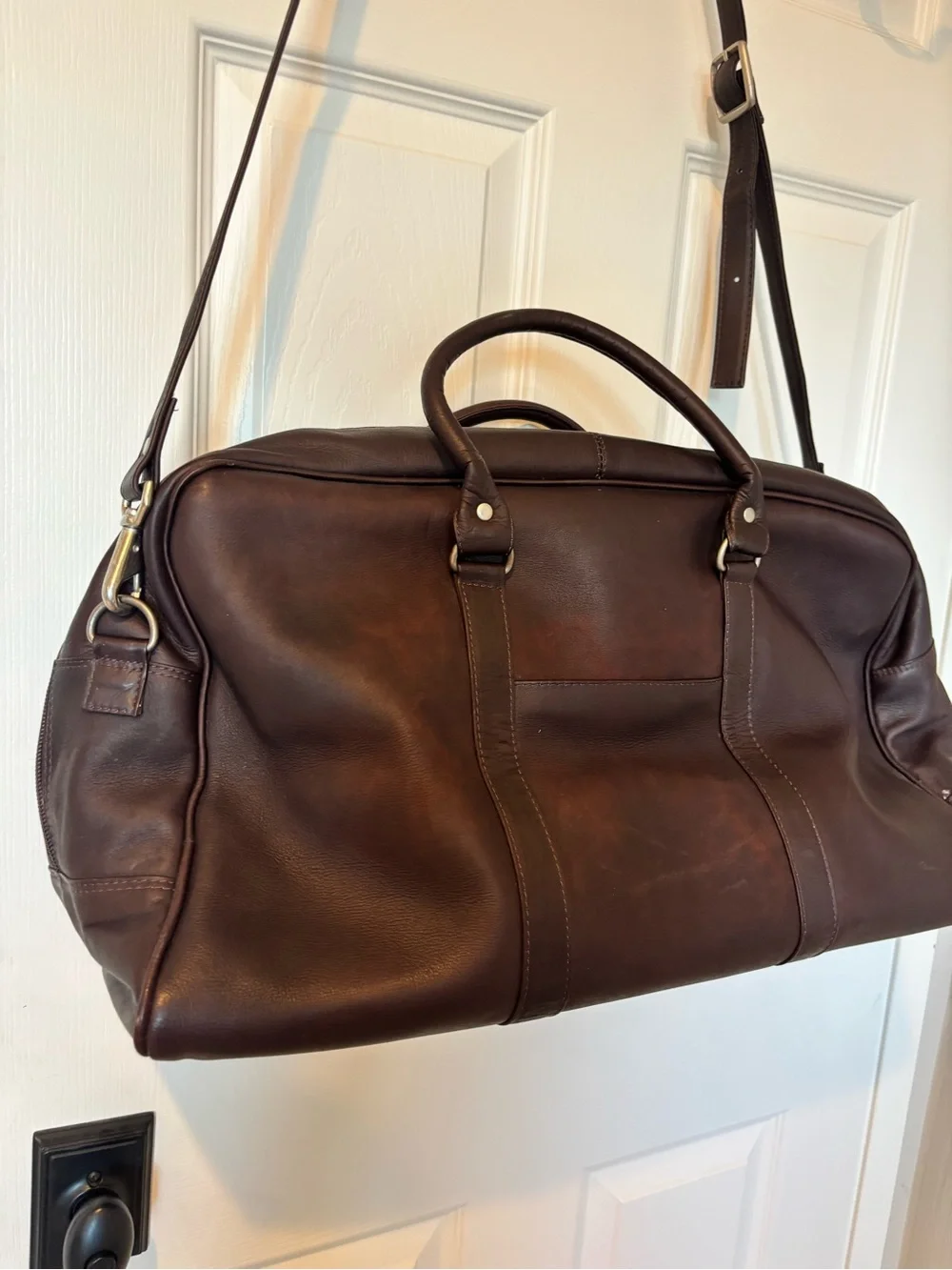 Men's Leather Weekender Duffel Bag - Brown